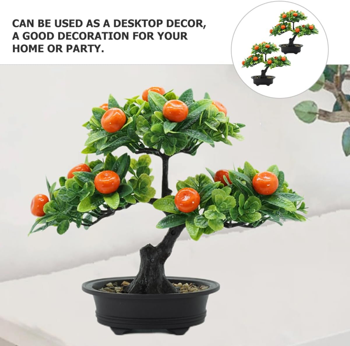 2Pcs Artificial Fruit Tree Bonsai Decor Realistic Simulated Potted Decoration for Home Office Indoor Use Easy Maintenance Faux Fruit Trees for Stylish Desktop Display