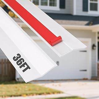 Garage Door Seal Top and Sides - Jobon 36FT White Self Adhesive Universal TPE Garage Door Weather Stripping Replacement Kit, Easy Installation for DIYers & Commercial Use