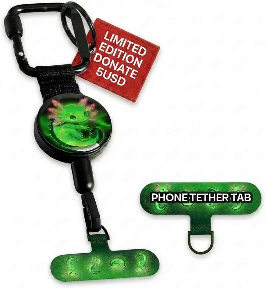 ClutchLoop Anti-Theft Phone Tether - Universal Adhesive Anchor, Retractable Steel Line and Locking Carabiner