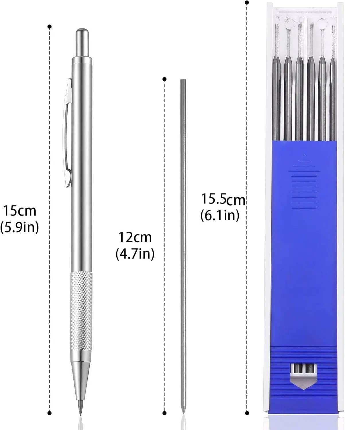XZEIT Matita Meccanica 2,0 mm Portamine in Metallo Pieno per Artisti Disegno Schizzi con 12 Ricariche Mine Nere