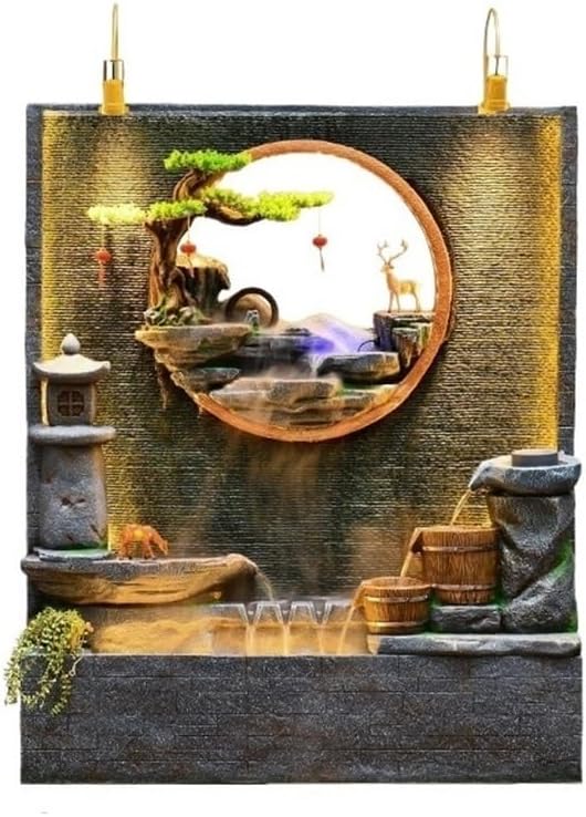 Standing Waterfall Outdoor Four Layer Gourd Shaped Fountain with Natural Stone Appearance Used in Gardens, Courtyards, and Courtyards, Floor Fountain