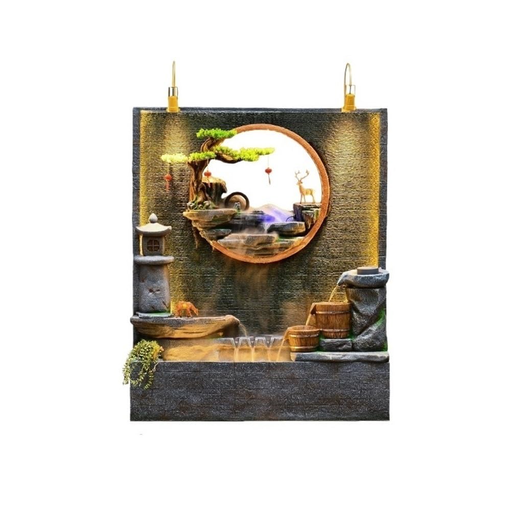 cfycfy987 Outdoor Fountains Outdoor Four Layer Gourd Shaped Fountain with Natural Stone Appearance Used in Gardens, Courtyards, and Courtyards, Garden Water Fountain
