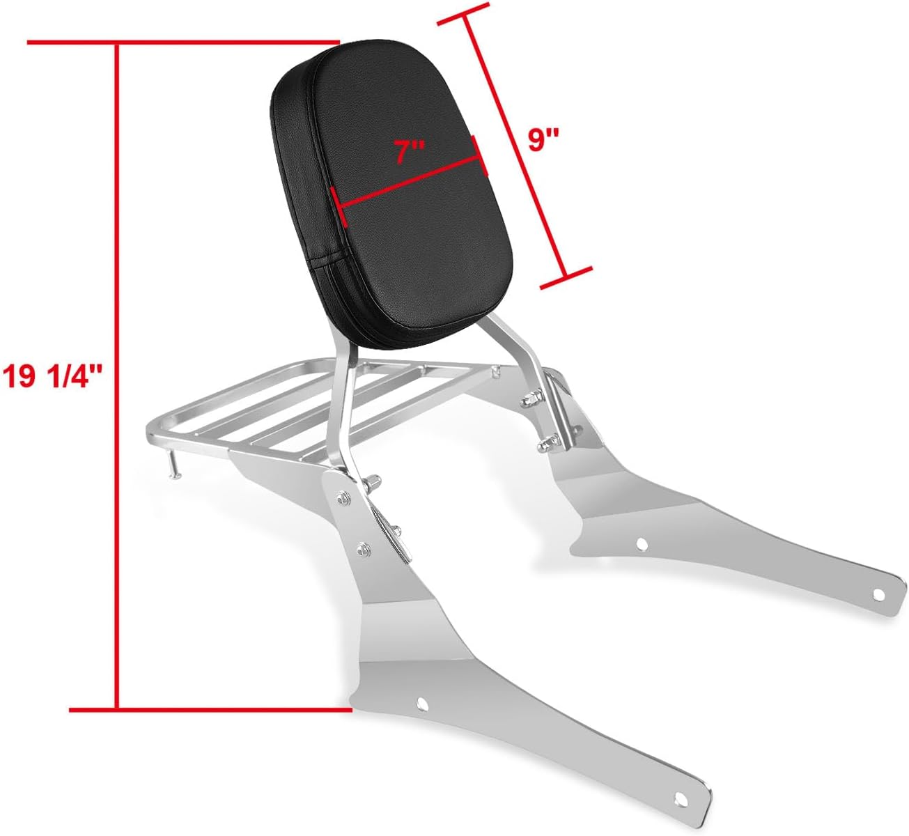 Passenger Backrest Sissy Bar with Luggage Rack for Suzuki Volusia VL800 2001-2011 (Chrome)