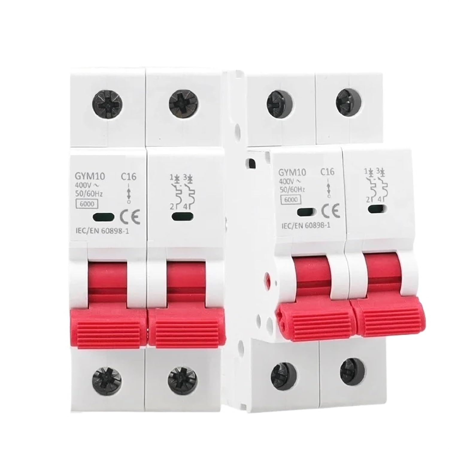 GYM10 AC MCB 2Pole 6A 10A 16A 20A 25A 32A 40A 50A 63A 220V/400V Mini Circuit Breaker C Curve 6KA 1Pcs(10A)