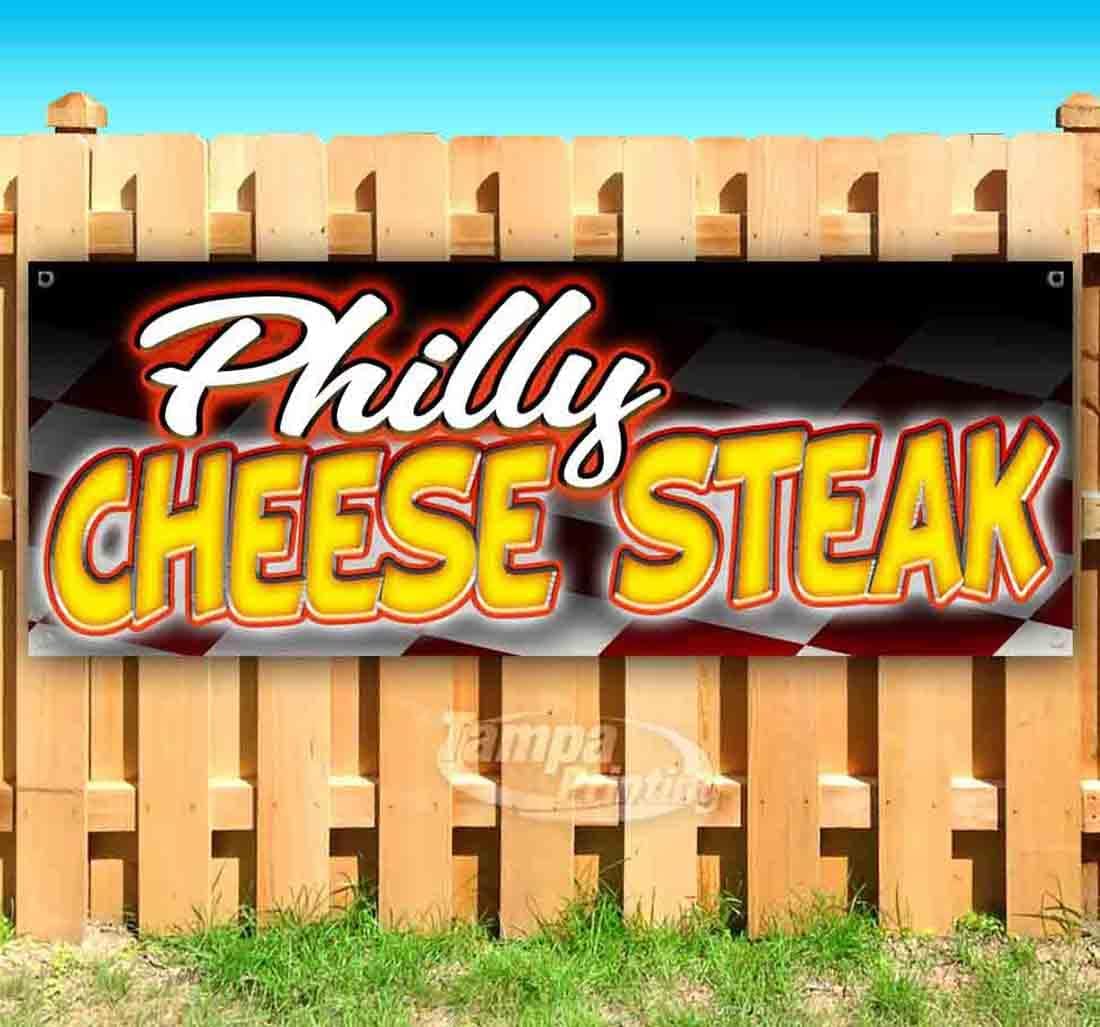 Philly Cheese Steak Banner 13 oz | Non-Fabric | Heavy-Duty Vinyl Single-Sided with Metal Grommets