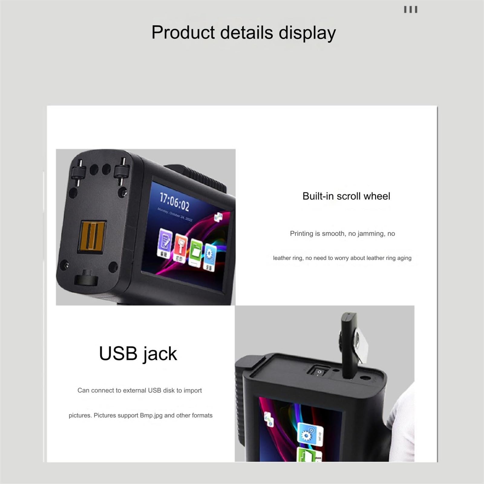Handheld Intelligente Inkjet Printer Draagbaar met LED-aanraakscherm Zonder Cartridge 12.7mm AC 110240V (EU-stekker
