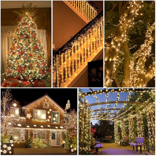 Warm White Christmas Lights Outdoor, 50FT 200 Count Incandescent Mini Christmas Lights White Wire, Waterproof Fairy Lights, Connectable Xmas String Lights for Christmas Tree, Garland, Wedding Decor by Filltown - Used condition - Image 6