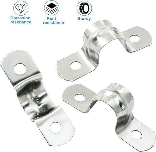 Miniatura 4 de Paquete de 25 correas de tubo rígido M12, correa de cable de acero inoxidable de 12 pulgada, abrazadera de conducto con soporte en U para fijación