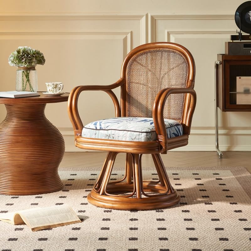 eexbz Small Sofa Rattan Leisure Chair Sofa Tea Room Balcony Backrest Chair Home Rattan Swivel Recliner Couch for Small Spaces