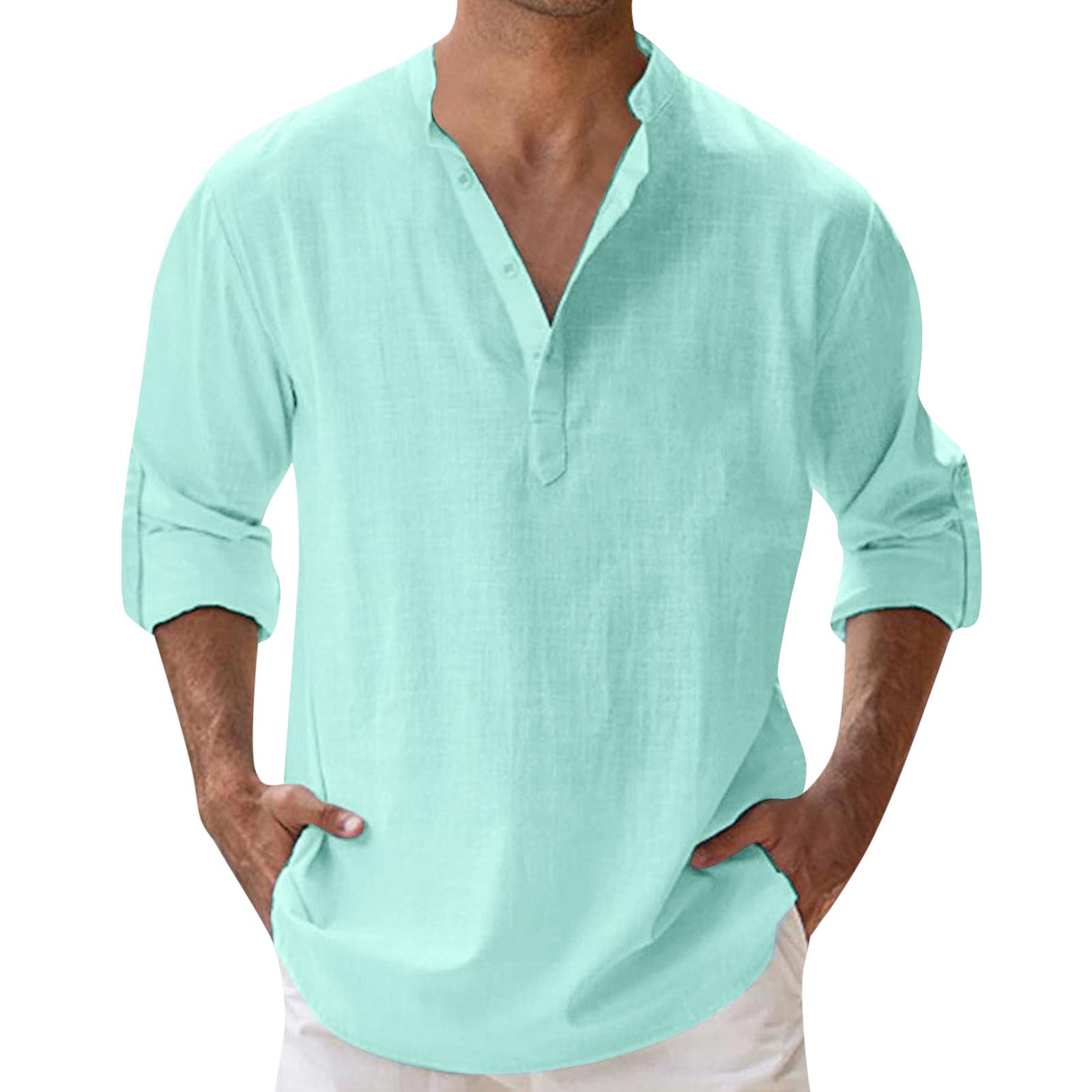 Genérico Camisas Casual para Hombre; Camisa Negra Niño Camisas Casual para Hombre Top Rosa Manga Larga Camiseta Verde Hombre Manga Larga Camiseta Verde Hombre Camisa Slim Fit Hombre3#