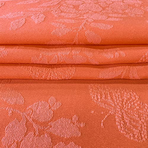 Cait Chapman Home Collection Solid Color Spring Garden With Butterflies And Flowers Jacquard Woven Tablecloth And Napkin (70" Round, Coral) #TOP3