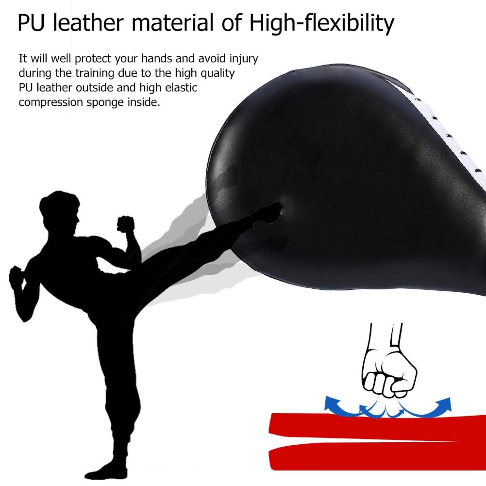Dpofirs Taekwondo-Kickpads, Kampfkunst-Paddel, Schwarz, Schaumstoff mit PU-Beschichtung, Kampfkunst, Rund, Pads für Kampfkünste, Taekwondo-Ziel, Training Ziel, Kickpad