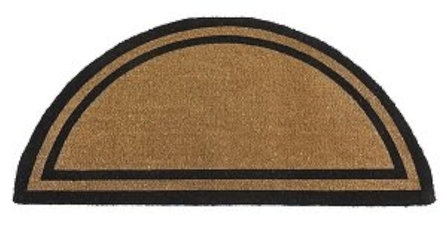 Kempf Half Round Black Border Coco Doormat, Heavy Duty Doormat, Double Door Entrances, 24 x 48-inch