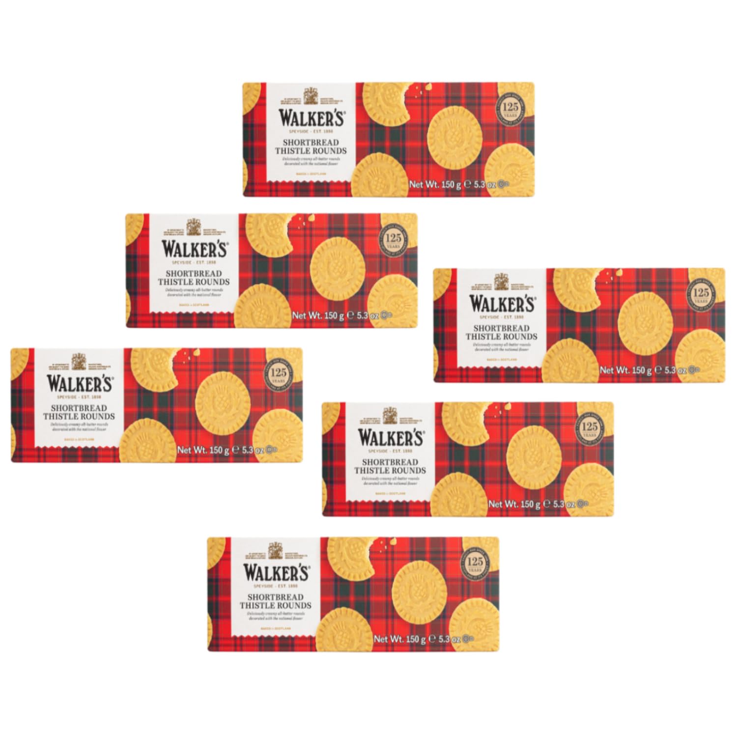 Walkers | Biscotti Rotondi Scozzesi Pasta Frolla Burro e Sale | Biscotti Inglesi Sapore Burro Salato - 6 Astucci
