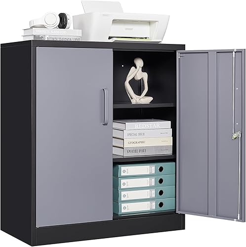 Miniatura 58 de STANI Armario de almacenamiento de metal para garaje con cerradura, archivador de acero con cerradura de 71 pulgadas, gabinete de almacenamiento de