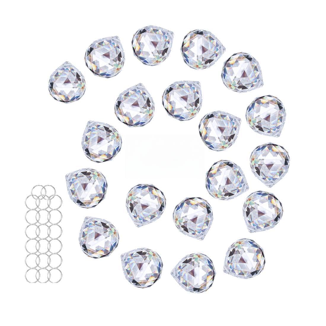 Crystalsuncatcher 20Pcs 1.75 inch/40mm Clear Crystal Ball Prism Pendant Suncatcher for Feng Shui/Divination or Wedding/Home/Office Decoration