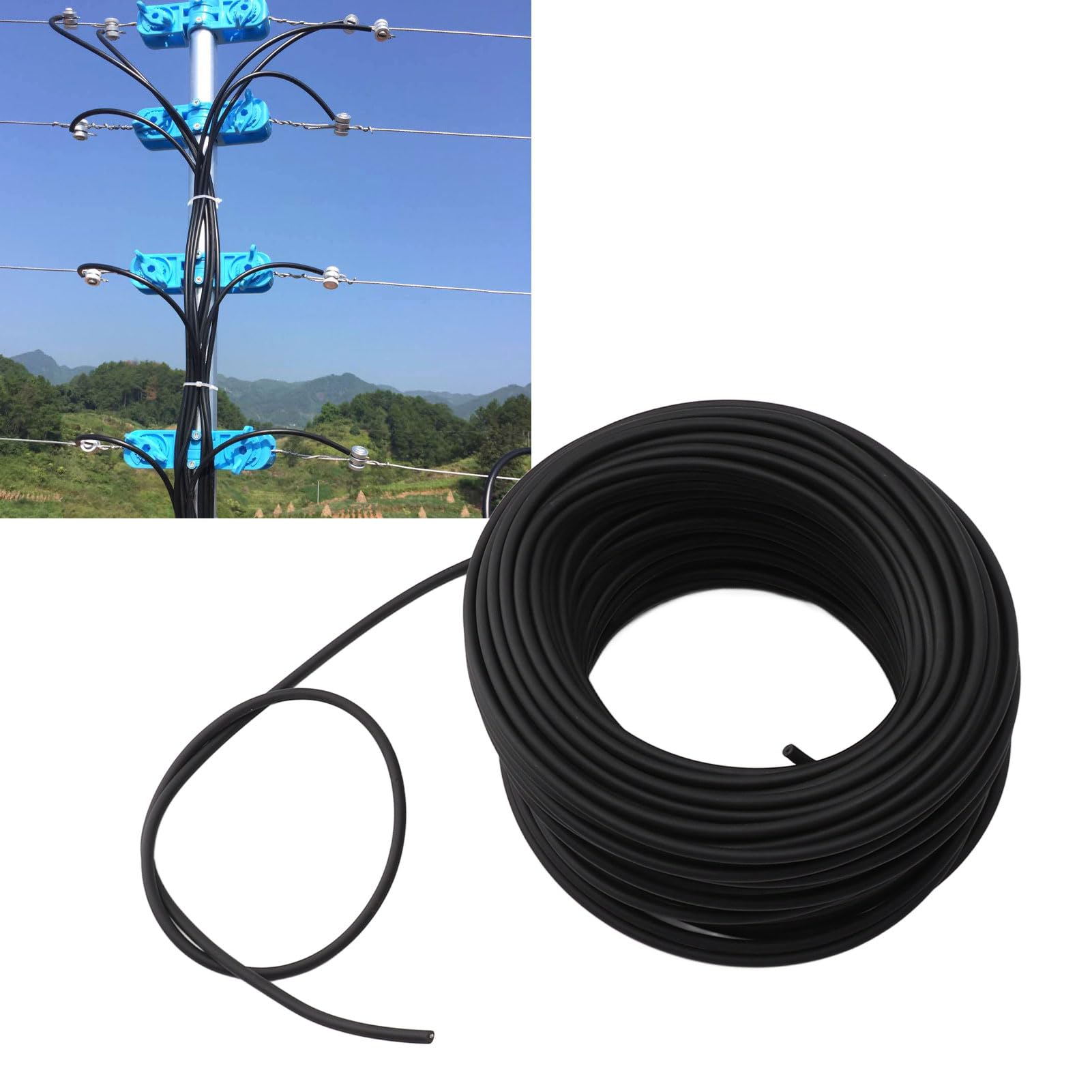 Zunate Cable de Pulso con Doble Aislamiento y Núcleo de Aleación de 5 Mm |Cable de Alto Voltaje 15KV para Cerca Eléctrica 100m (100 m/328,1 pies)