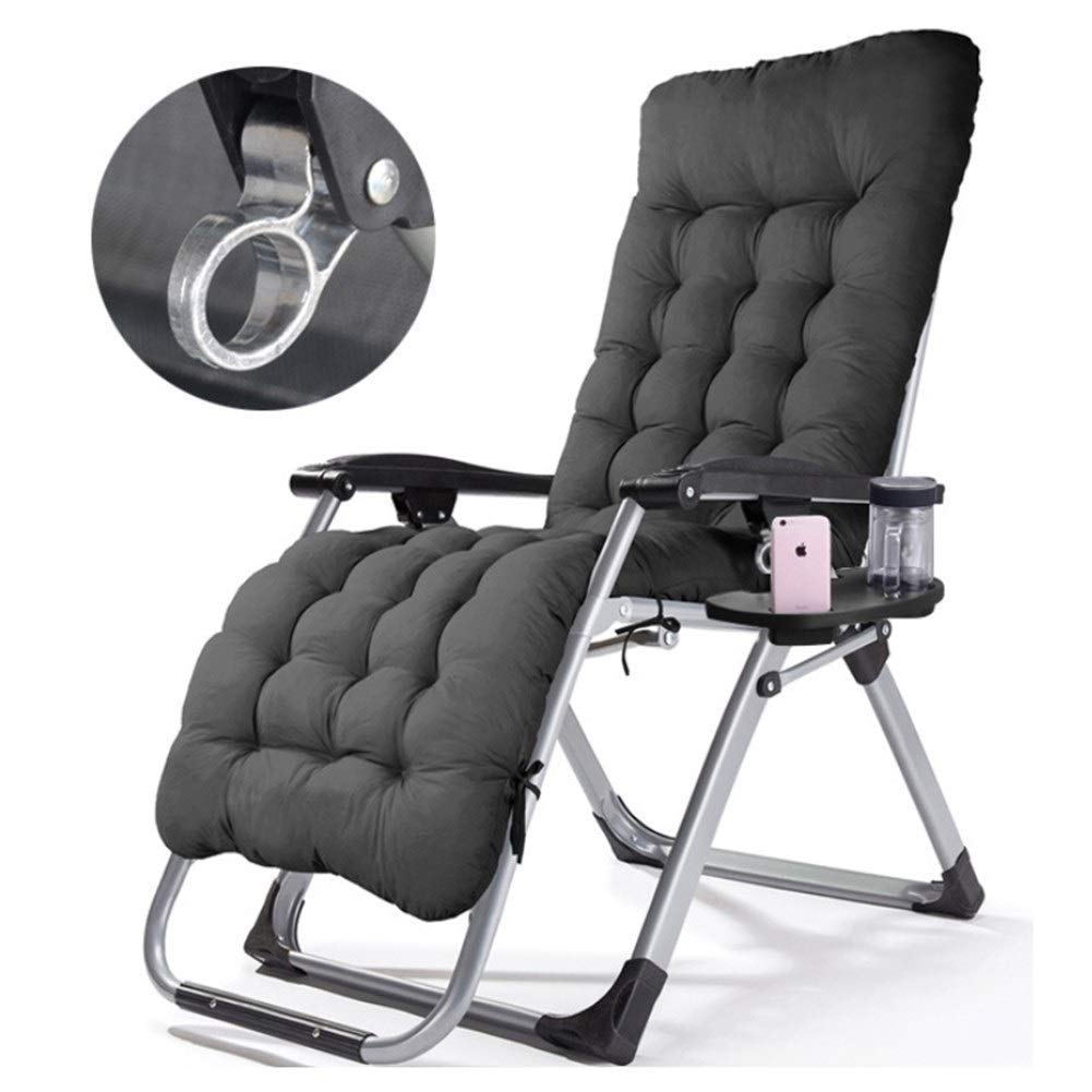 Chaise longue pliable noire avec coussin réglable pour jardin
