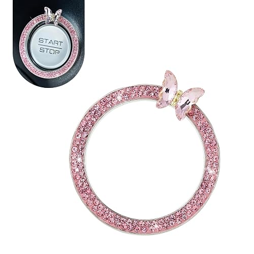 Bling Push Start Button Cover, Sparkling Butterfly Car Engine Start