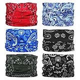 6 Stück Nahtlose Bandanas Multifunktionstuch Schal - Elastiche Multifunktion Stirnband Gaiter Balaclava Gesichtsmaske Kopfbedeckung UV Residenz für Yoga Laufen Wandern Radfahren Motorradfahren