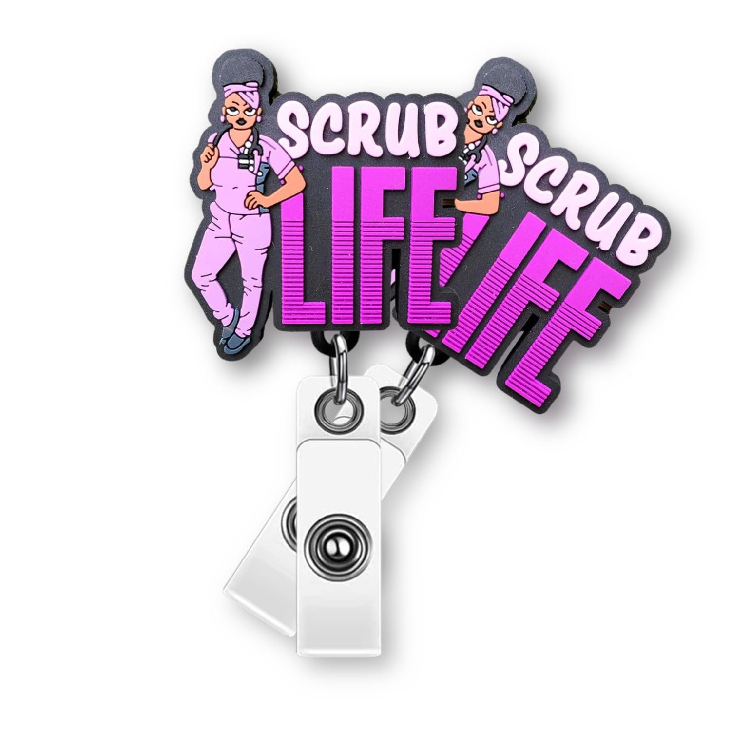 Reflections By Zana Purple Scrub Life Healthcare Worker ID Badge with Slide Clip