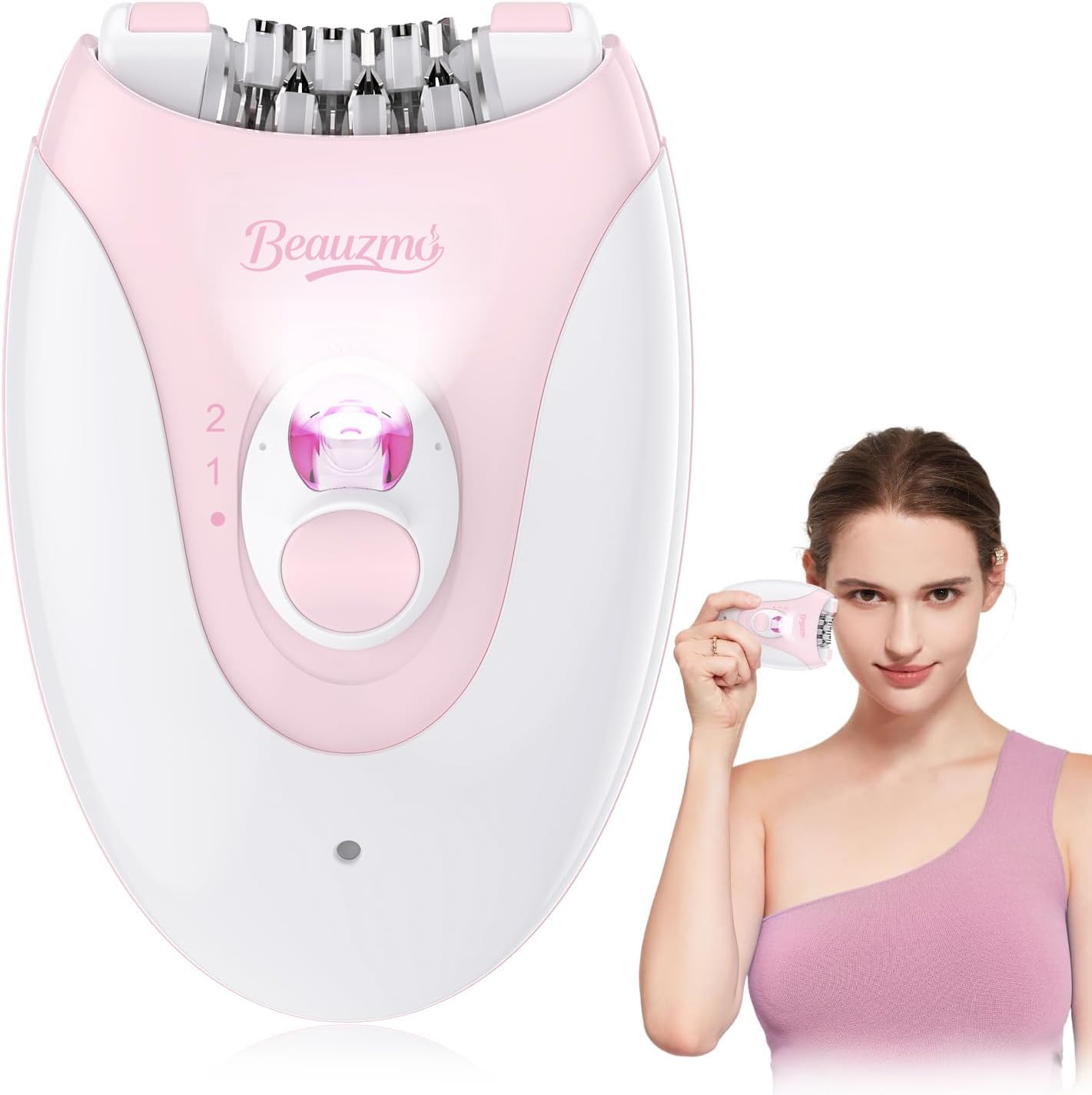 Epilierer für Frauen, Kabelloser Gesichtsepilierer mit LED-Licht, Schmerzloser Haarentferner für Gesicht, Körper, Achsel, Beine & Bikinizone