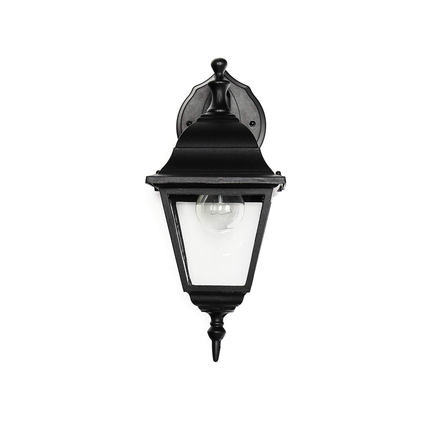 Applique da esterno in vetro alluminio nero IP44 da esterno L:15 cm E27 a sospensione lanterna da parete country house terrazza giardino TIROL