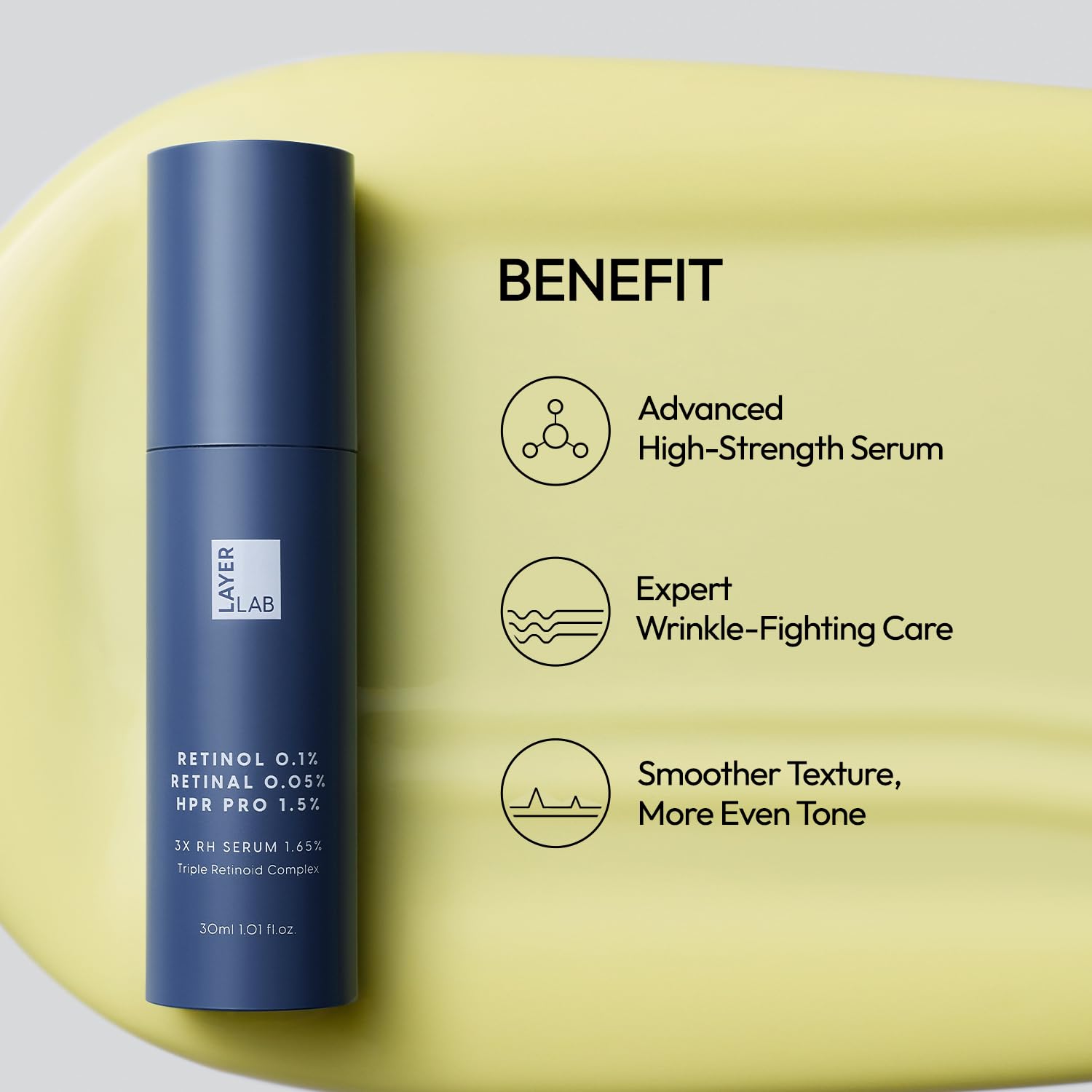 LAYERLAB 3X RH Serum 1.65% Triple Retinoid Face Serum, 1.01 fl oz