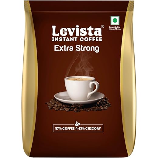 Levista Extra Strong Instant Coffee (Pouch) (1 Kg) | Strong Blend of 57% Coffee & 43% Chicory| Caffeine Coffee with Rich Bold Flavour for an Energising Experience