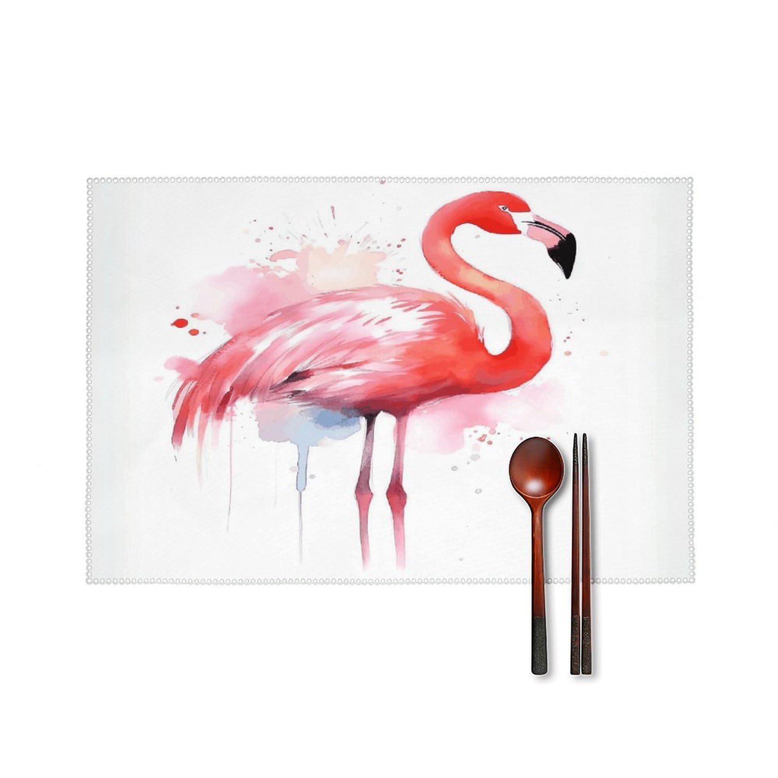 Fekiloot Style Pink Flamingo Watercolor Placemats Set Of 6,Table Mat