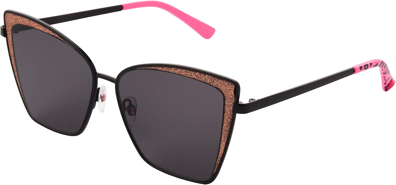Betsey Johnson Women's Soul Shine Cateye Sunglasses, Black, 142 mm