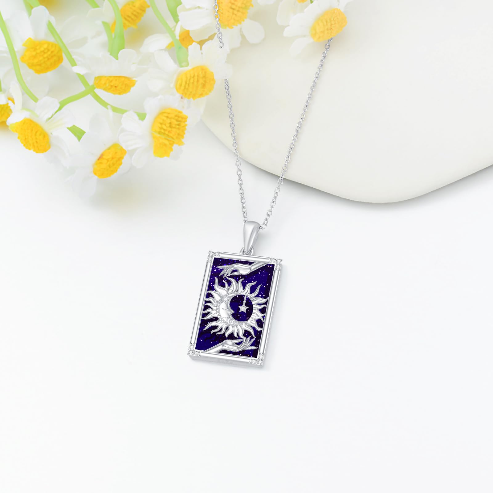 The Lovers/Moon/Sun/Strength/Ace of Swords, collana in argento Sterling 925 con ciondolo a forma di teschio, sole, luna, tarocchi, idea regalo per uomo e donna