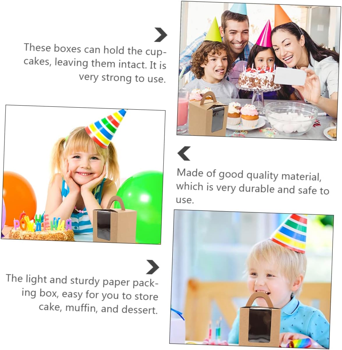 INOOMP 50pcs Muffin Cake Boxes Window Kraft Paper Dessert Packing Containers Sturdy Cupcake Carrier for Baking Supplies and Party Events