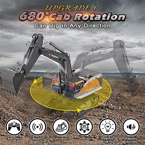 Kolegend 1592-BLACK 22 Channel Rc Excavator Metal Shovel Independent Arms 1/14 Scale thumb #4