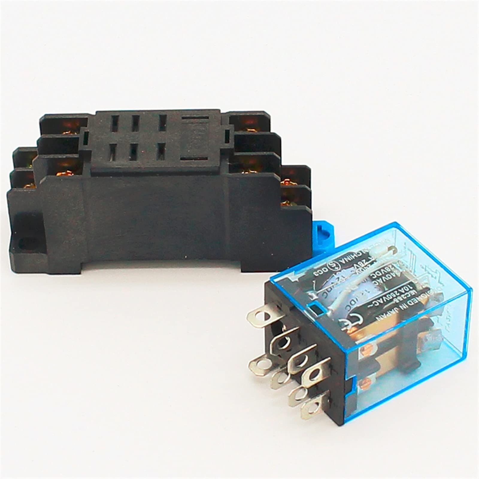 10 A Relais 12 VDC 24 VDC 110 VAC 220 VAC LY2N Allzweckrelais LY2NJ mit Leistungsrelaissockelsockel 8 Pins LY2 Relaisschalter Ersatzteile (Size : 220VAC)