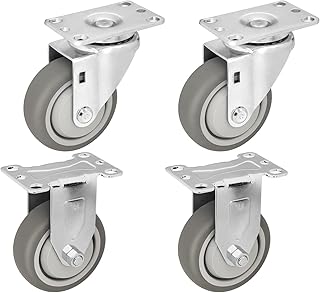 NINOSO Caster Wheels, 3.5" Heavy Duty Casters Set of 4 Rubber Wheels for Cart Furniture Workbench - Load 1000lbs Capacity(2 Swivel & 2 Rigid）
