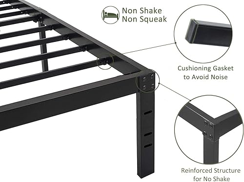 Miniatura 5 de 45MinST Marco de cama de almacenamiento máximo de 18 pulgadas, plataforma reforzada, 3500 libras, resistente, fácil montaje, base de colchón,
