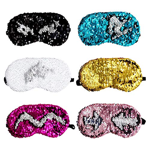 Elecharm 6-Pack Assorted Eye Mask Mermaid Reversible Glitter Sequins Sleeping Mask Blindfold Eyeshade #TOP19