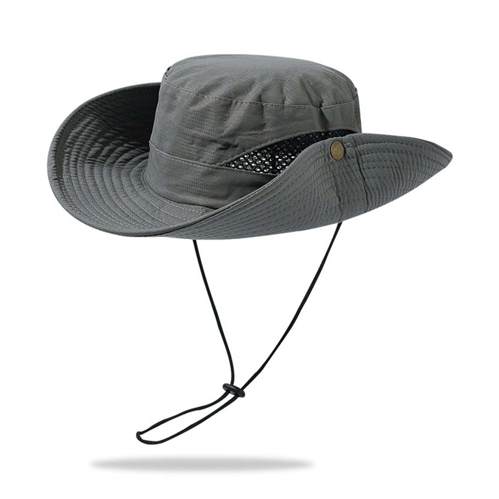 FUIPVGI Sun Hats for Men, Boonie Hat for Men, Foldable Breathable Wide Brim Sun Hats Summer Mesh UV Protection for Fishing Safari Hiking (Dark Gray)