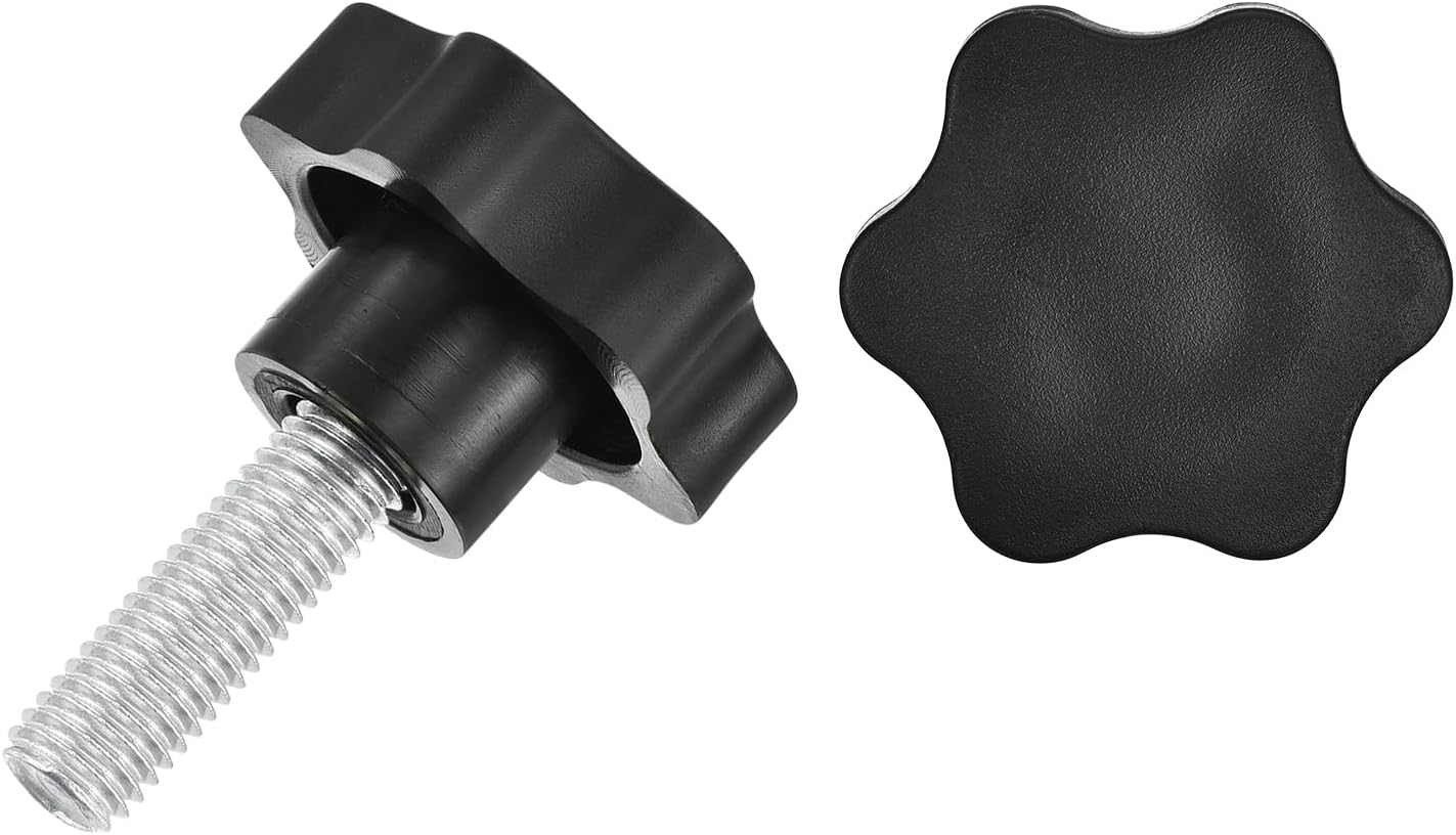 sourcing map 2Pcs Star Knobs, M12x35mm Plastic Hex Shaped Clamping Handle Screw Knobs, Hand Tightening Star Screw Knob for Machinery Umbrella Base Replacement