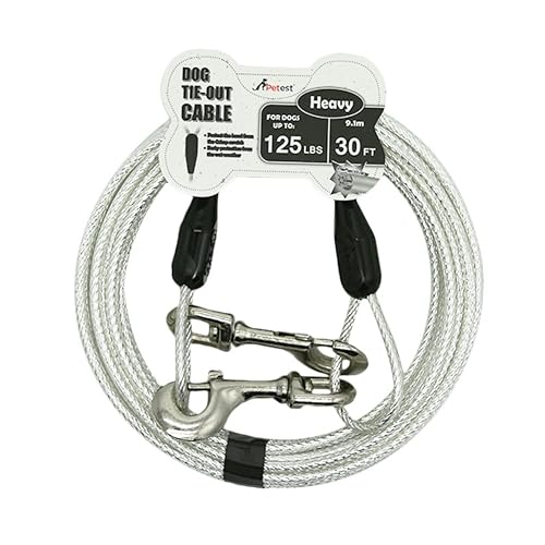 Petest 30ft Reflective Tie-Out Cable for Heavy Dogs