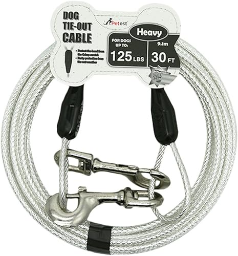 Miniatura 28 de Petest Cable de amarre de 25 pies con cubierta de crimpado para perros súper grandes de hasta 250 libras Negro & rojo,Negro y plata,Azul y