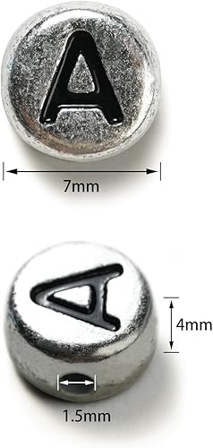 Miniatura 6 de Deinduser 1400 cuentas de letras  Cuentas redondas plateadas para pulseras  Cuentas de letras acrílicas para hacer joyas  Cuentas de letras para