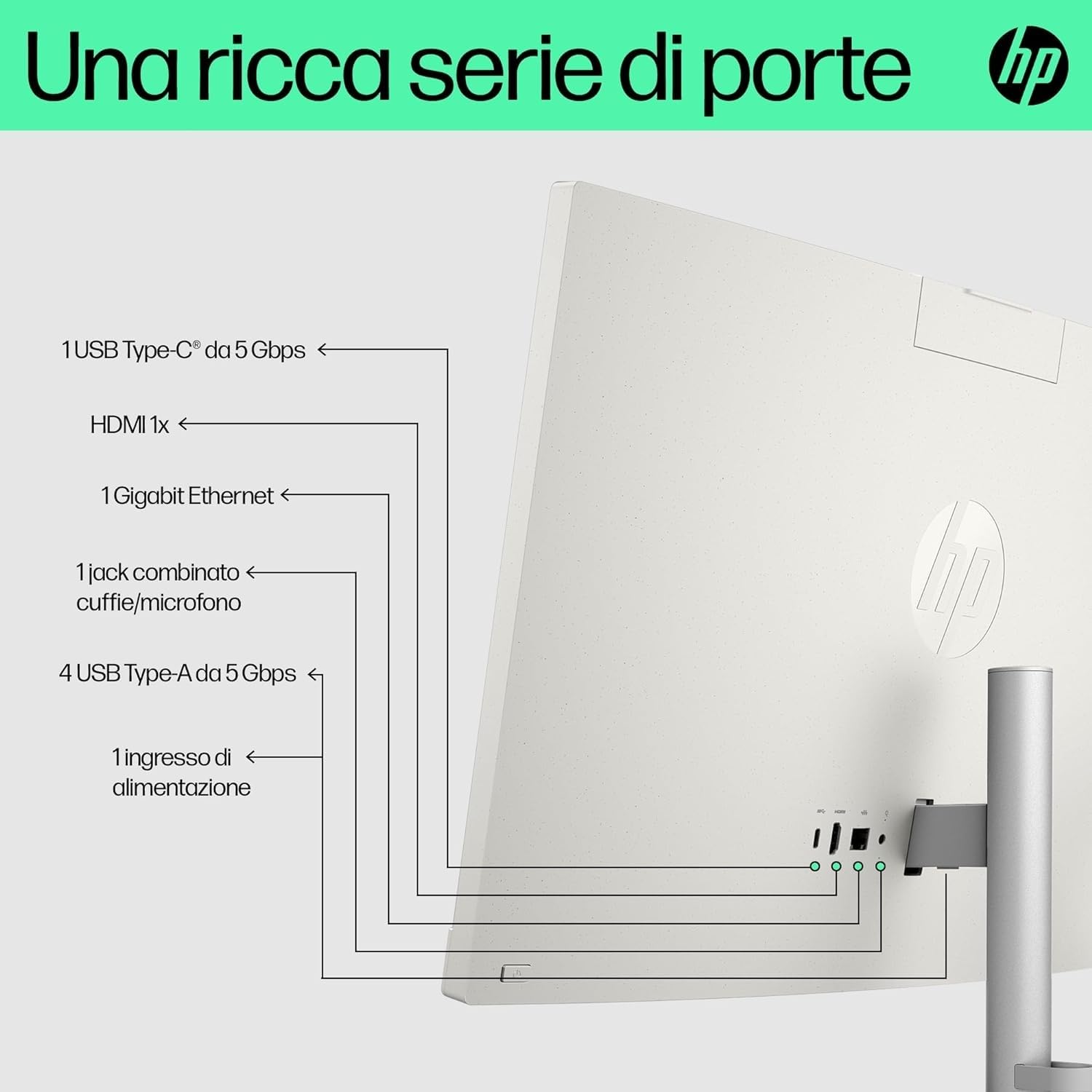 HP All-in-One 24-cr0000sl Intel Core i3-1315U 8GB RAM 512GB SSD 23,8" FHD IPS Windows 11 Bianco