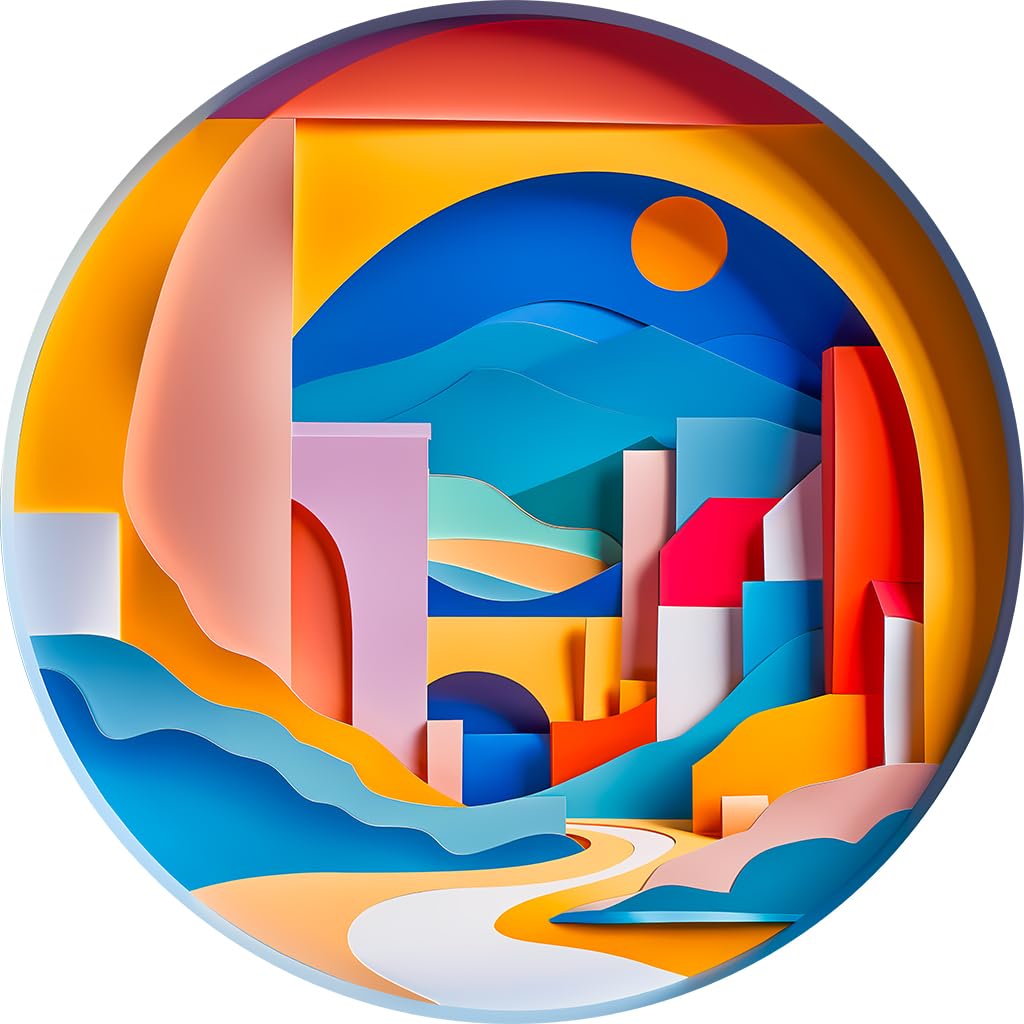 Bgraamiens 3D Visual Sunrise in The Distance 1000 Piece Round Puzzle for Adults