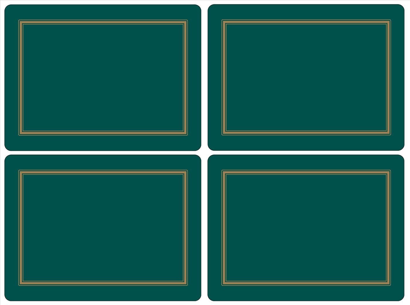 Pimpernel Green 40.1 X 29.8Cm Mdf With Cork Back Placemats, Set Of 4, Classic Emerald,