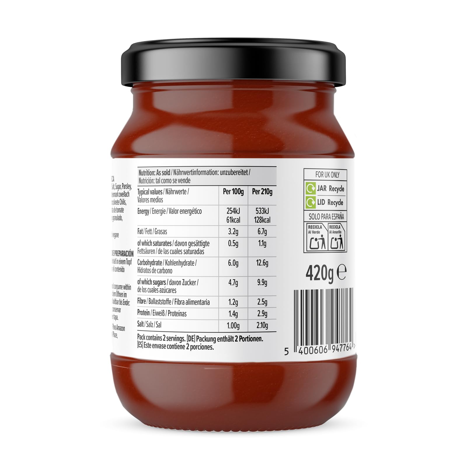 Amazon Salsa Para Pasta Arrabbiata, 420g