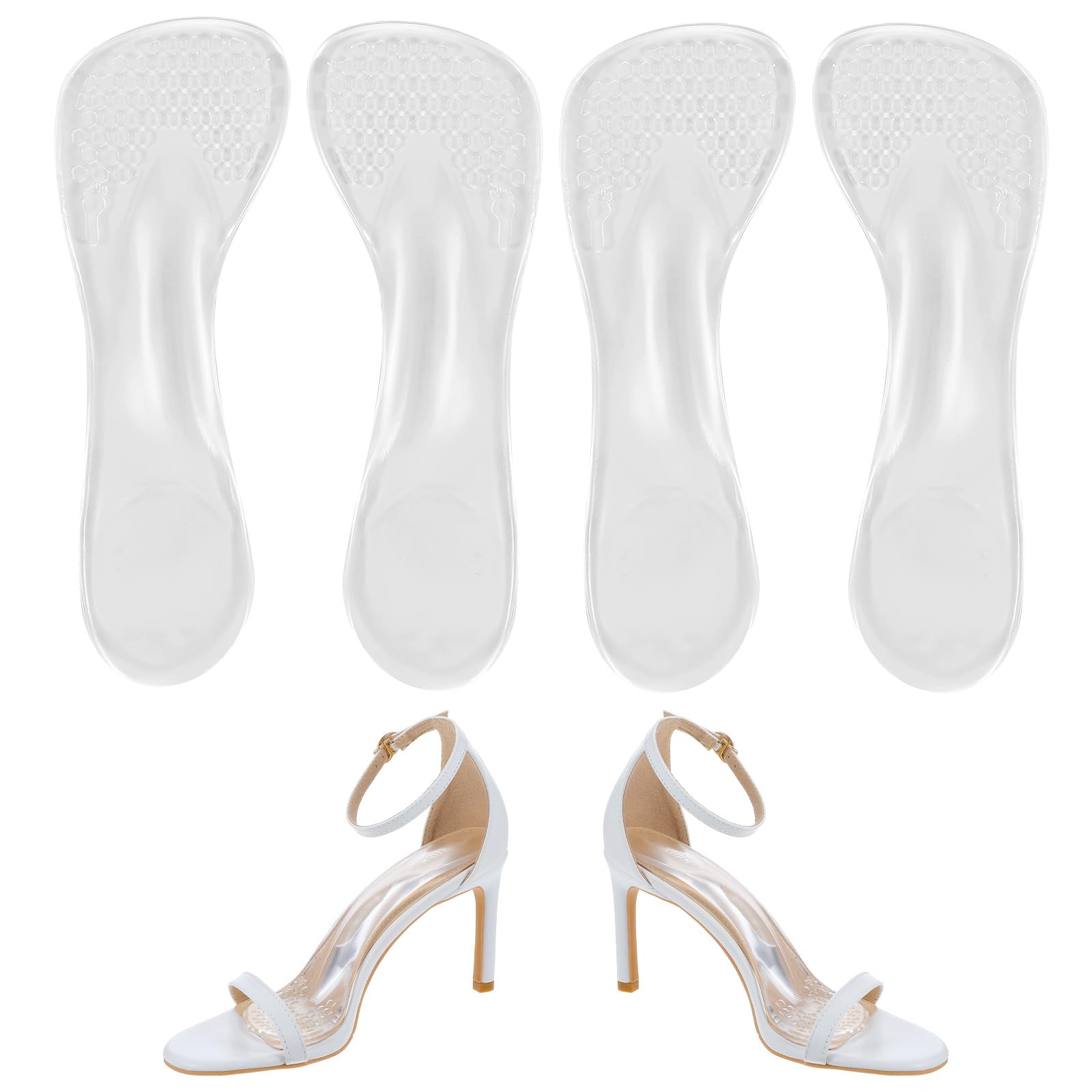 2 Pairs Weight Shifting Insoles for High Heels 3/4 Women's 6-7.5 Transparent Gel High Heel Inserts Comfort Pads for Women Adhesive Inserts for Highs