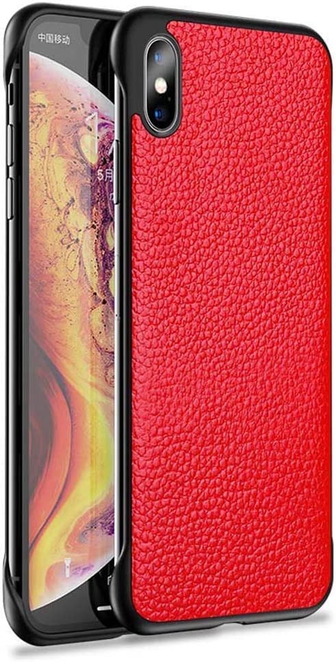 Coque iPhone Xs antichoc coque arrière cuir rouge mince