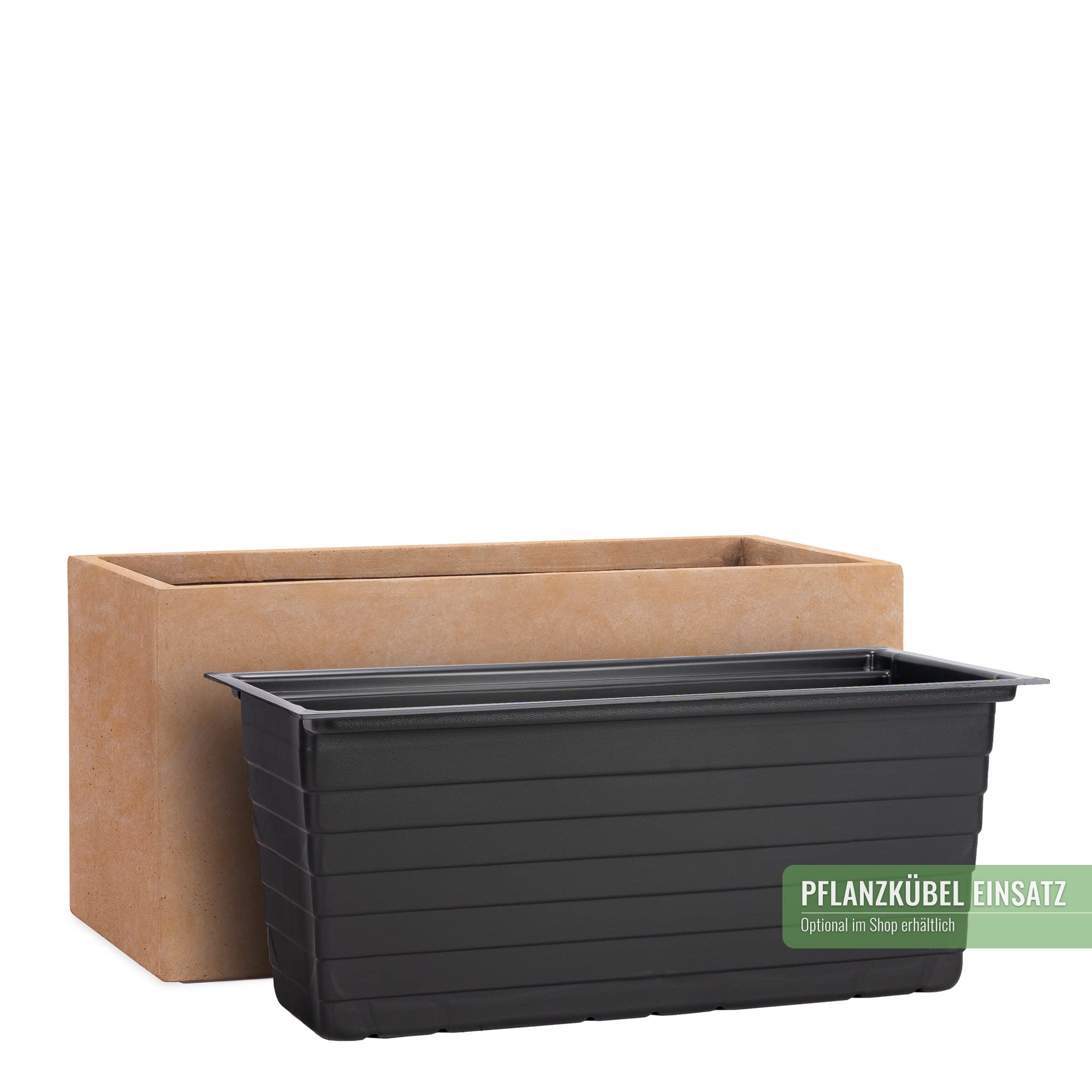 Pflanzwerk® Pflanzkübel TUB Terrakotta 40x80x40cm XXL – Rechteckig – Großer Fiberglas Blumenkübel für außen und innen - Frostbeständig - UV-Schutz – Markenqualität